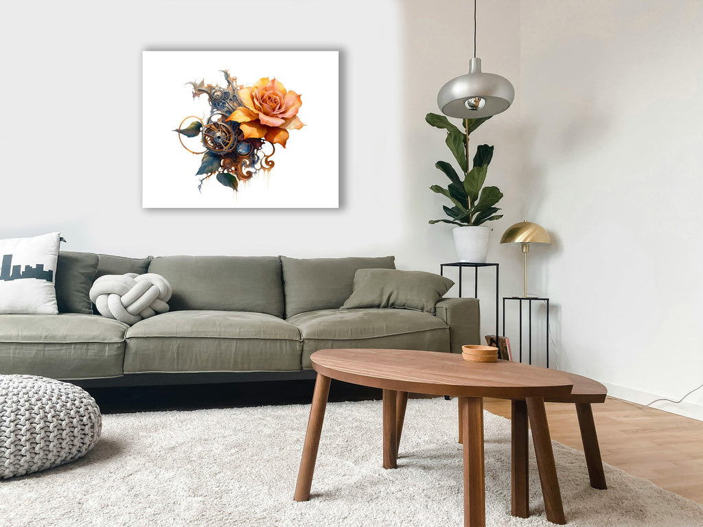 Wandbild Rosen Steampunk  Kunstdruck auf Leinwand direkt zum Aufhängen