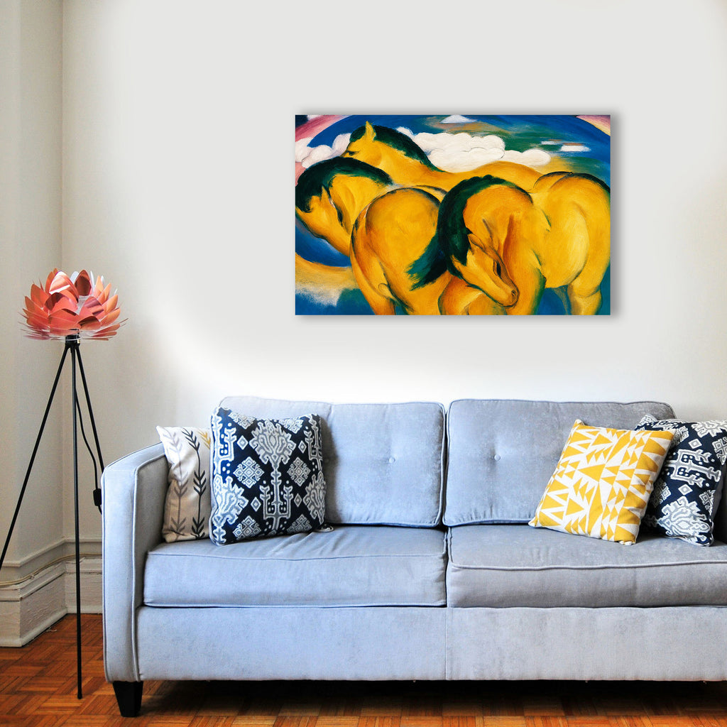 Wandbild Franz Marc Die kleinen gelben Pferde Kunstdruck auf Leinwand