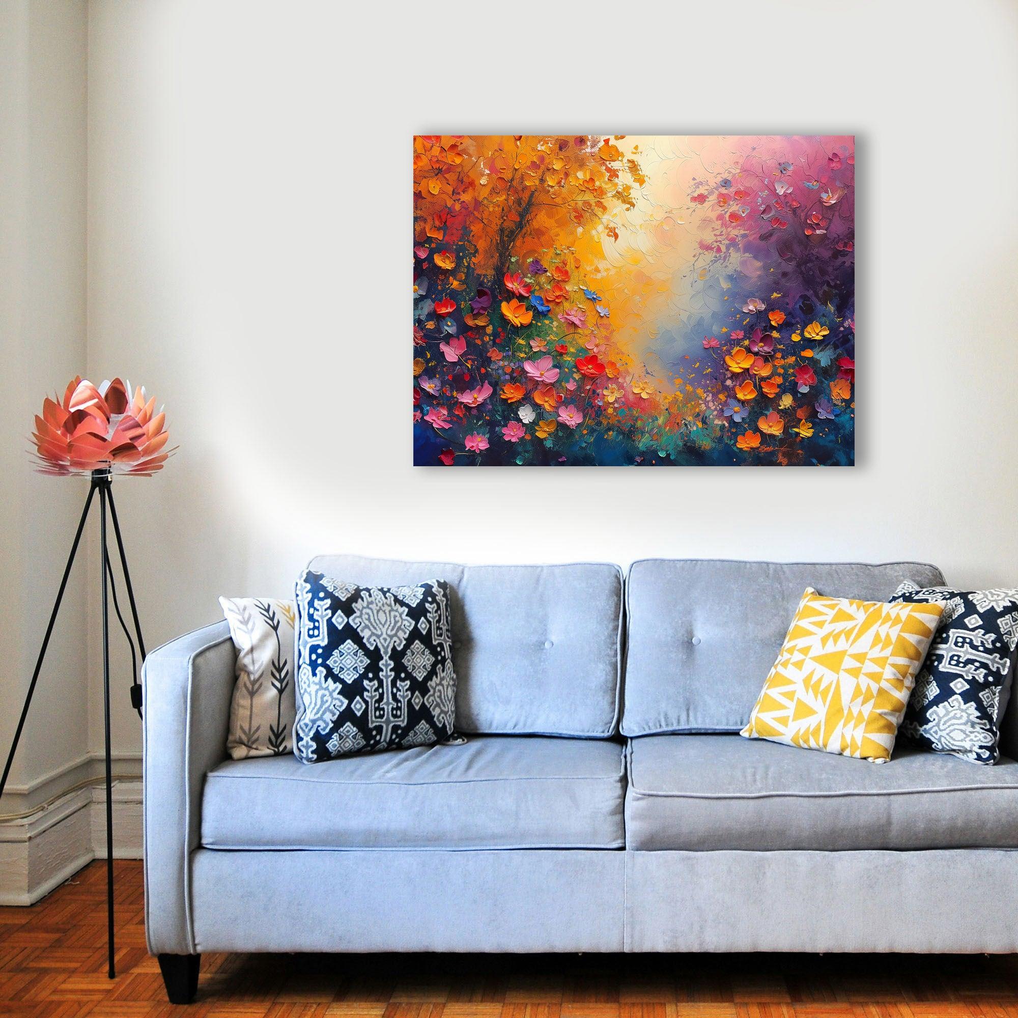 Wandbild Blumen Spachteltechnik Nr. 8 Kunstdruck auf Leinwand