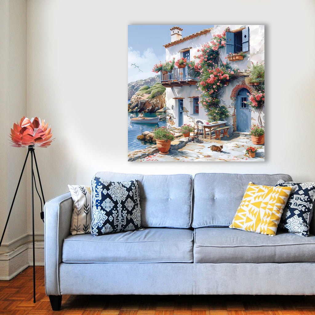 Mediterrane Küste 18 Landschaft Wandbild  Kunstdruck auf Leinwand