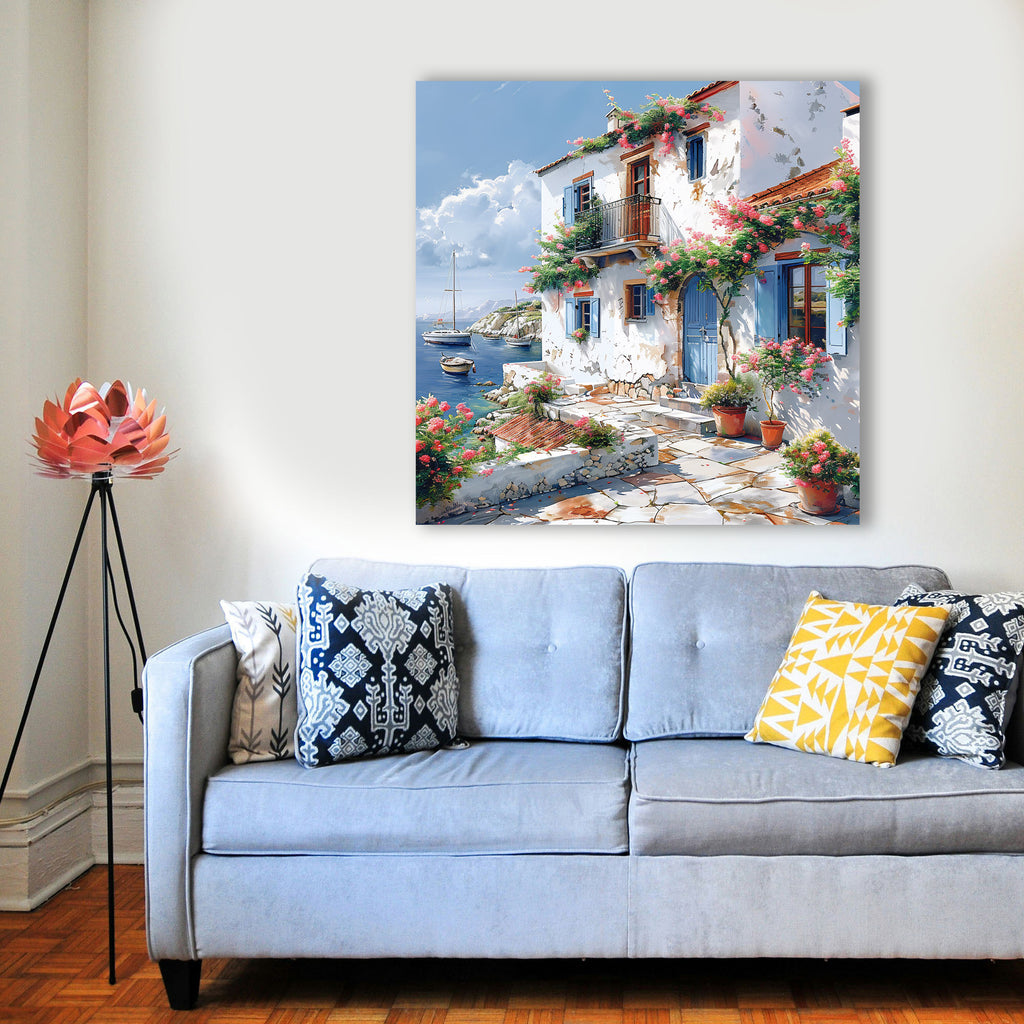 Mediterrane Küste 15 Landschaft Wandbild  Kunstdruck auf Leinwand