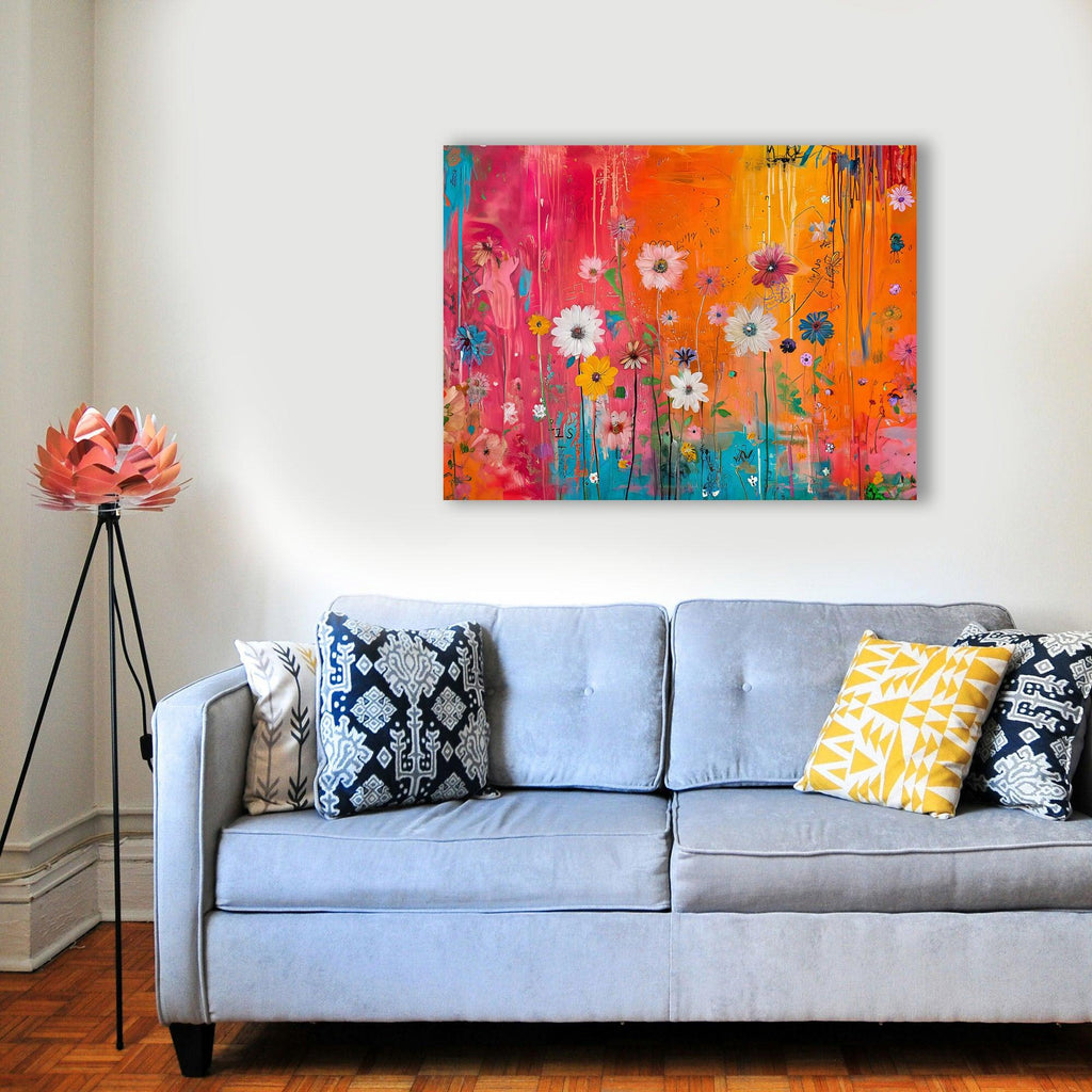 Wandbild Blumen Spachteltechnik Nr. 2 Kunstdruck auf Leinwand