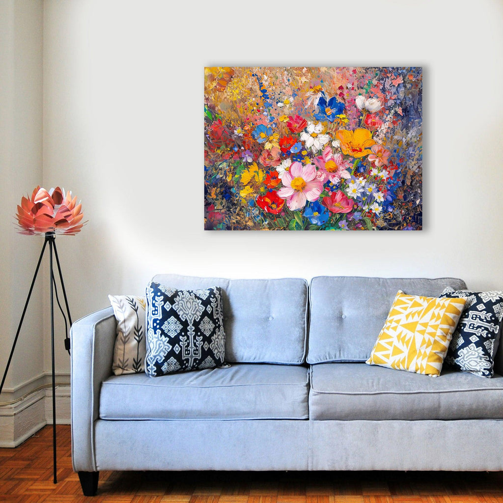 Wandbild Blumen Spachteltechnik Nr. 9 Kunstdruck auf Leinwand