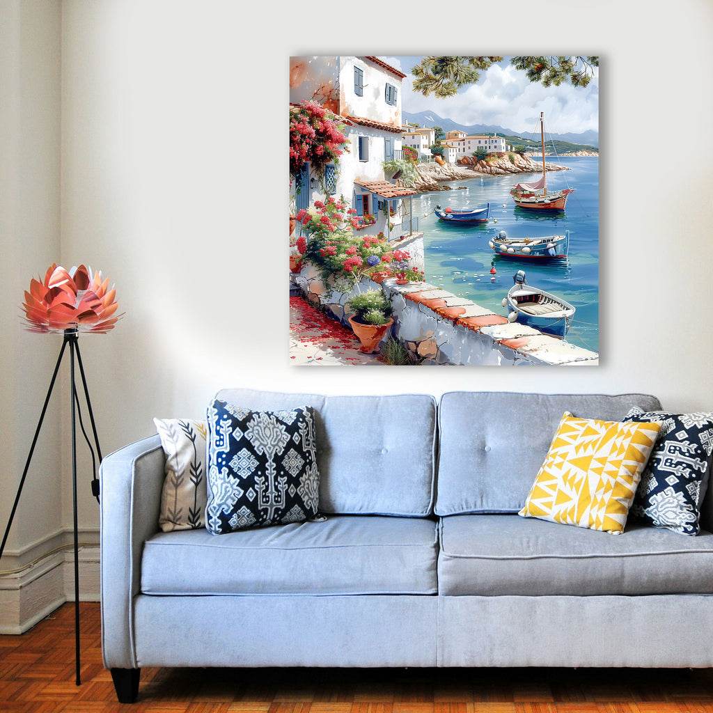 Mediterrane Küste 14 Landschaft Wandbild  Kunstdruck auf Leinwand