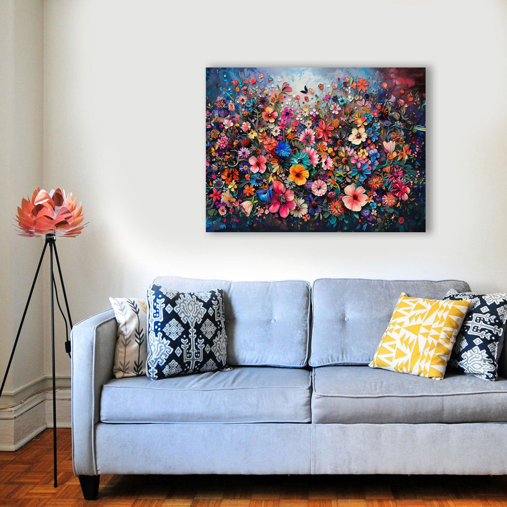 Wandbild Blumen Spachteltechnik Nr. 7 Kunstdruck auf Leinwand