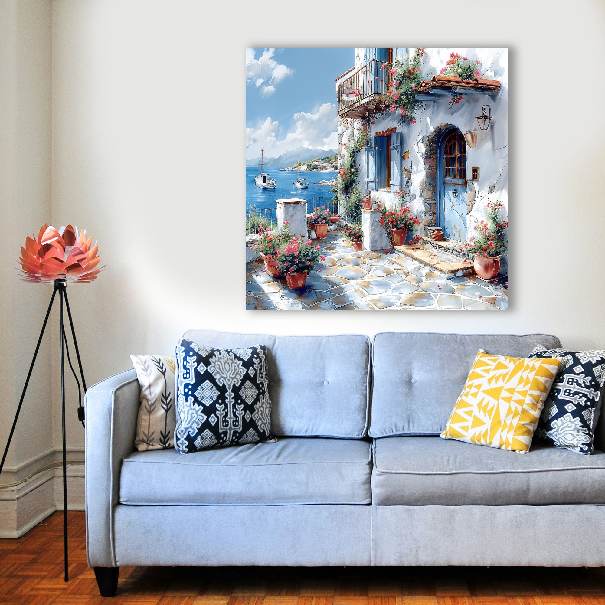 Mediterrane Küste 16 Landschaft Wandbild  Kunstdruck auf Leinwand