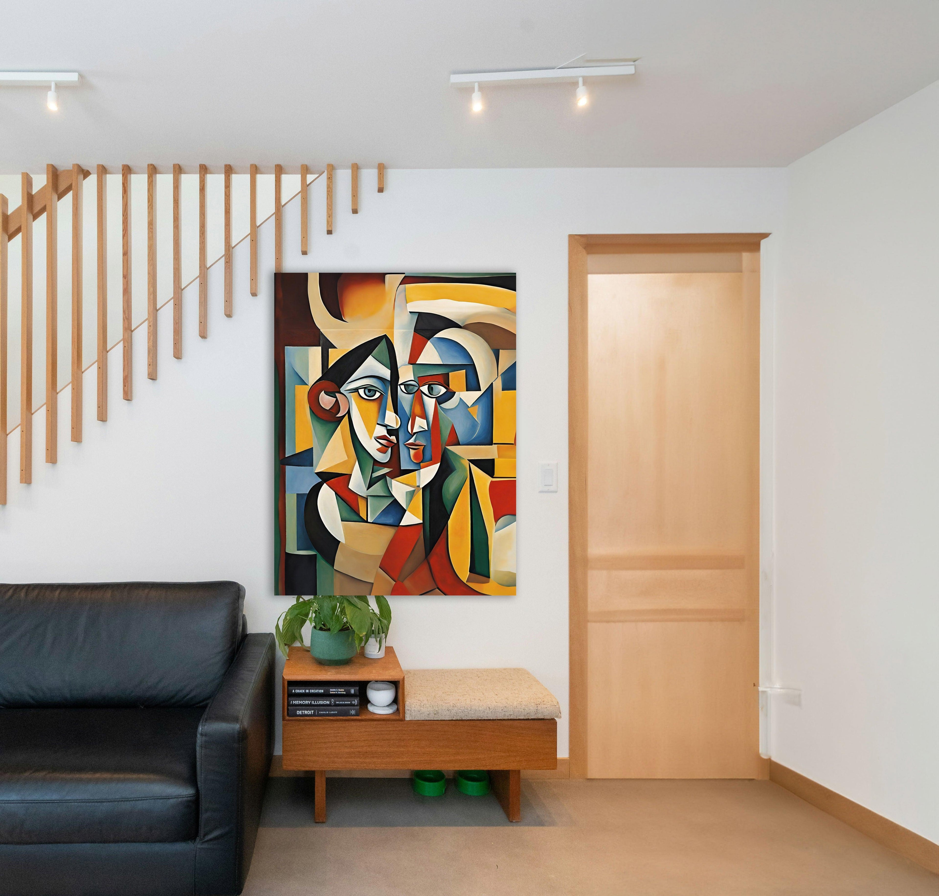 Wandbild Kubistisches Paar Picasso Style Kunstdruck auf Leinwand