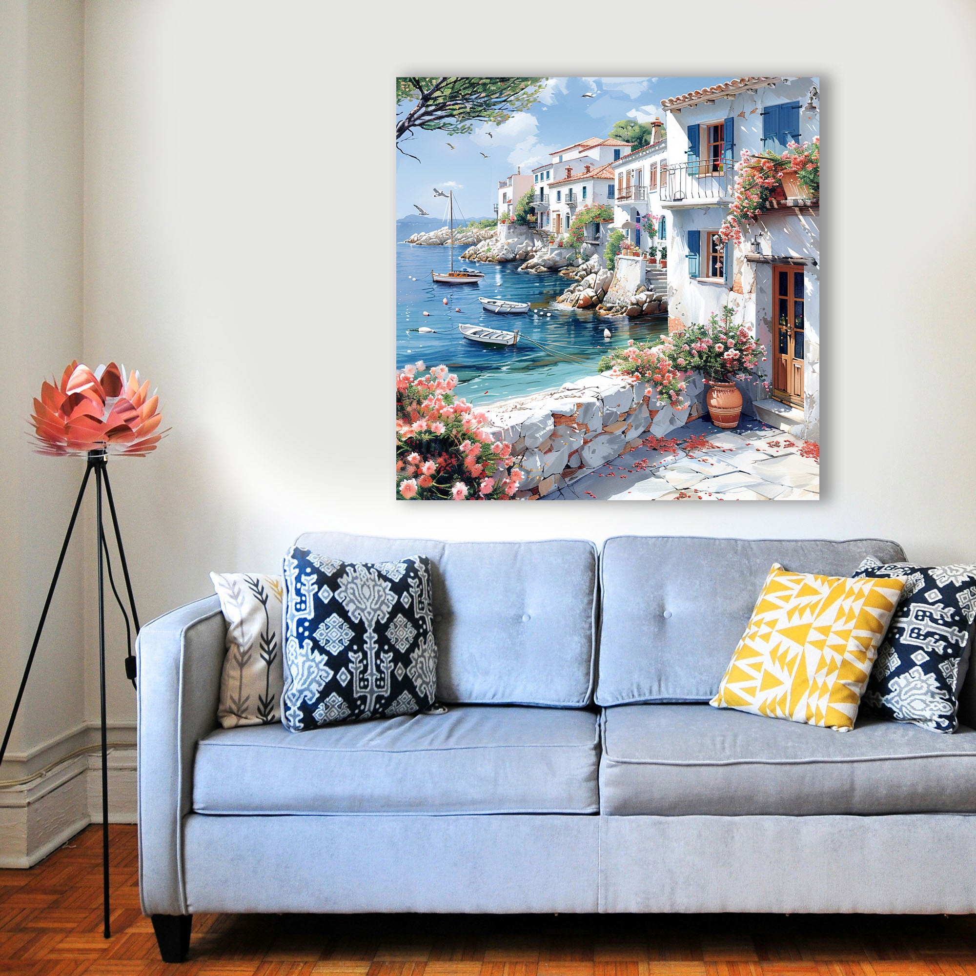 Mediterrane Küste 19 Landschaft Wandbild  Kunstdruck auf Leinwand