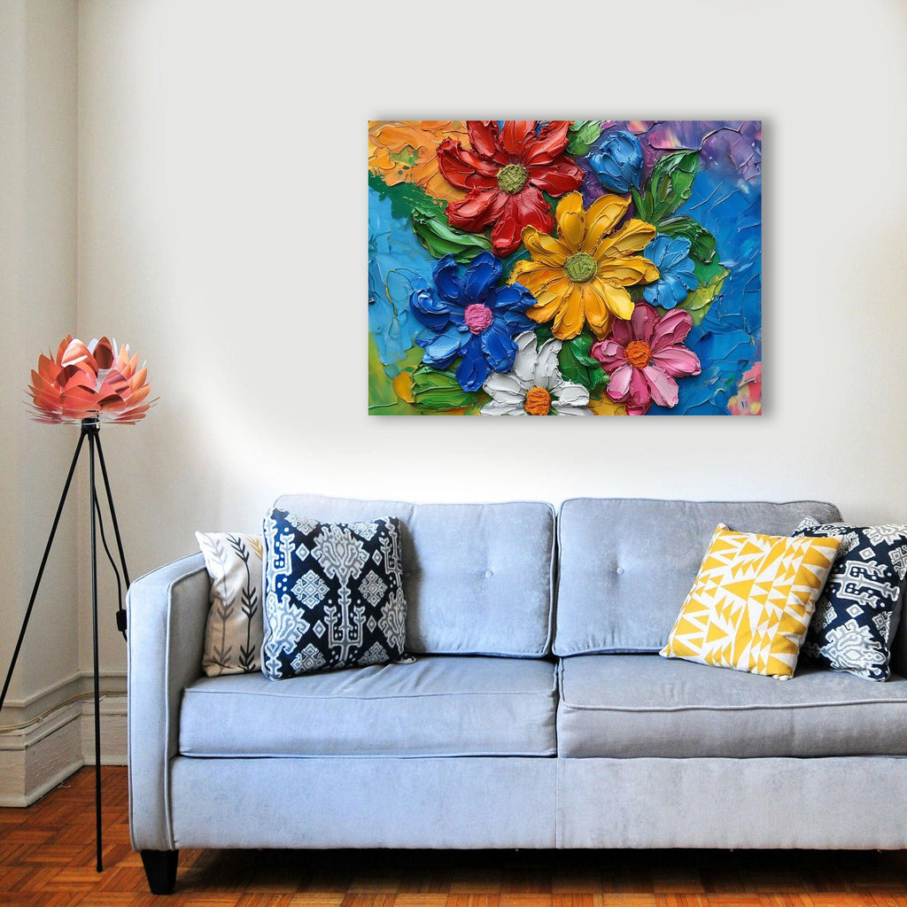 Wandbild Blumen Spachteltechnik Nr. 1 Kunstdruck auf Leinwand