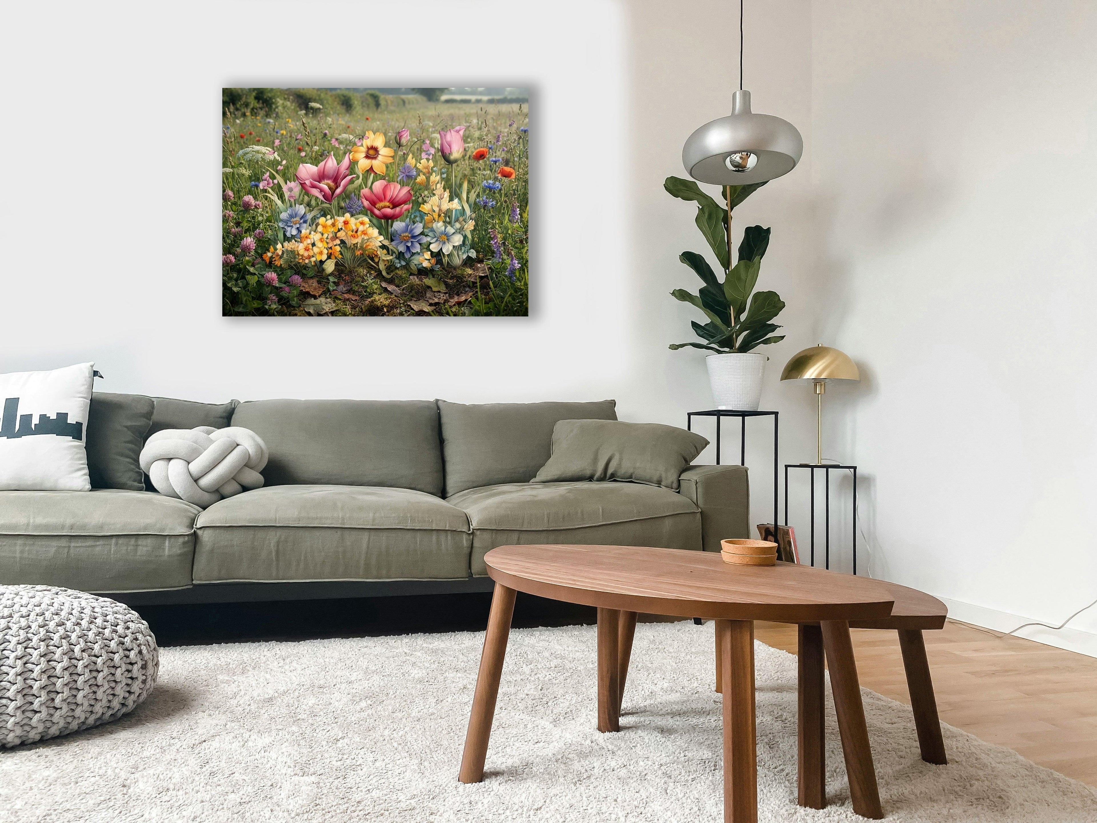 Wandbild Blumenwiese Nr. 3 Kunstdruck auf Leinwand