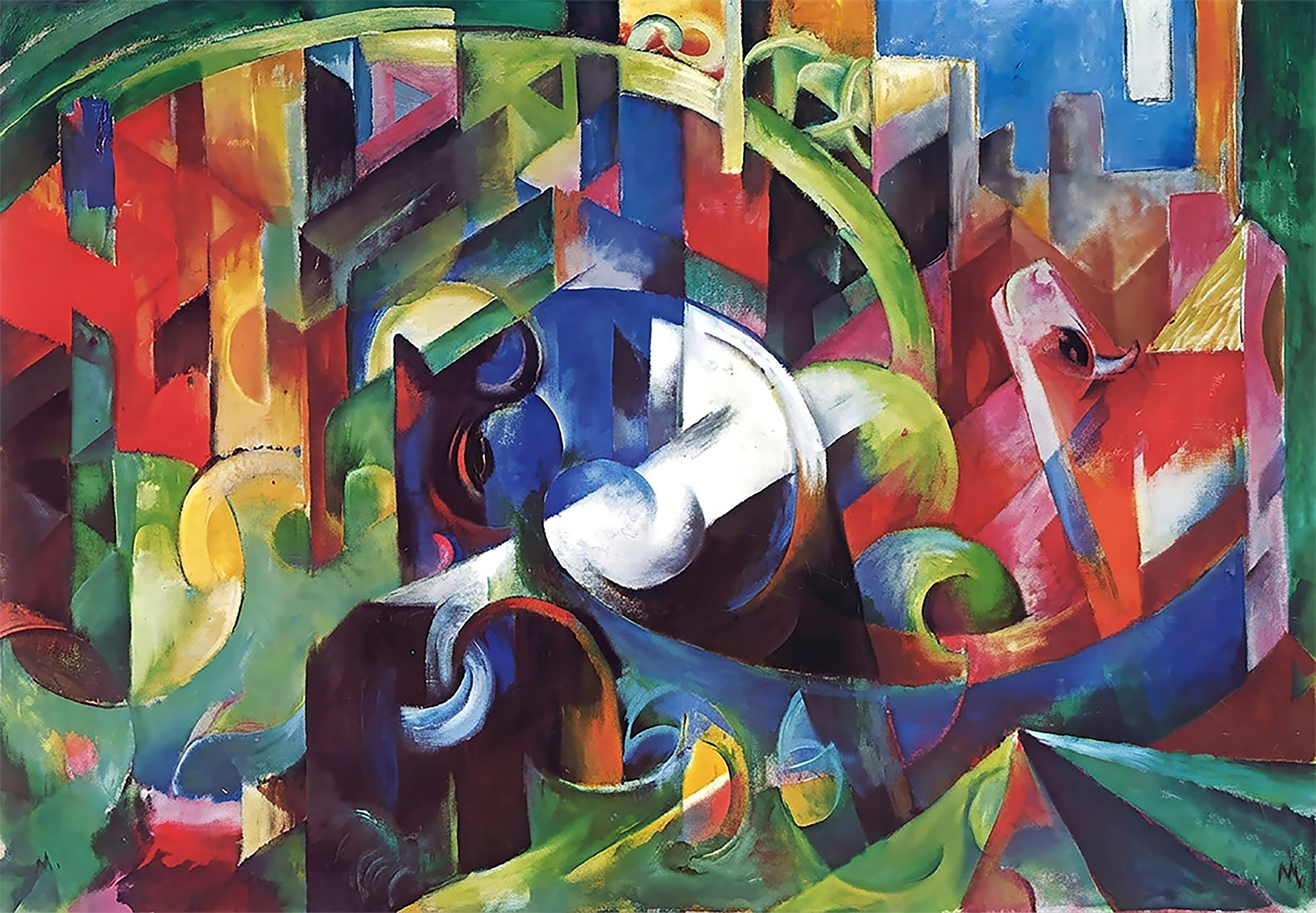 Wandbild Franz Marc Rinder Nr. 6 Kunstdruck auf Leinwand