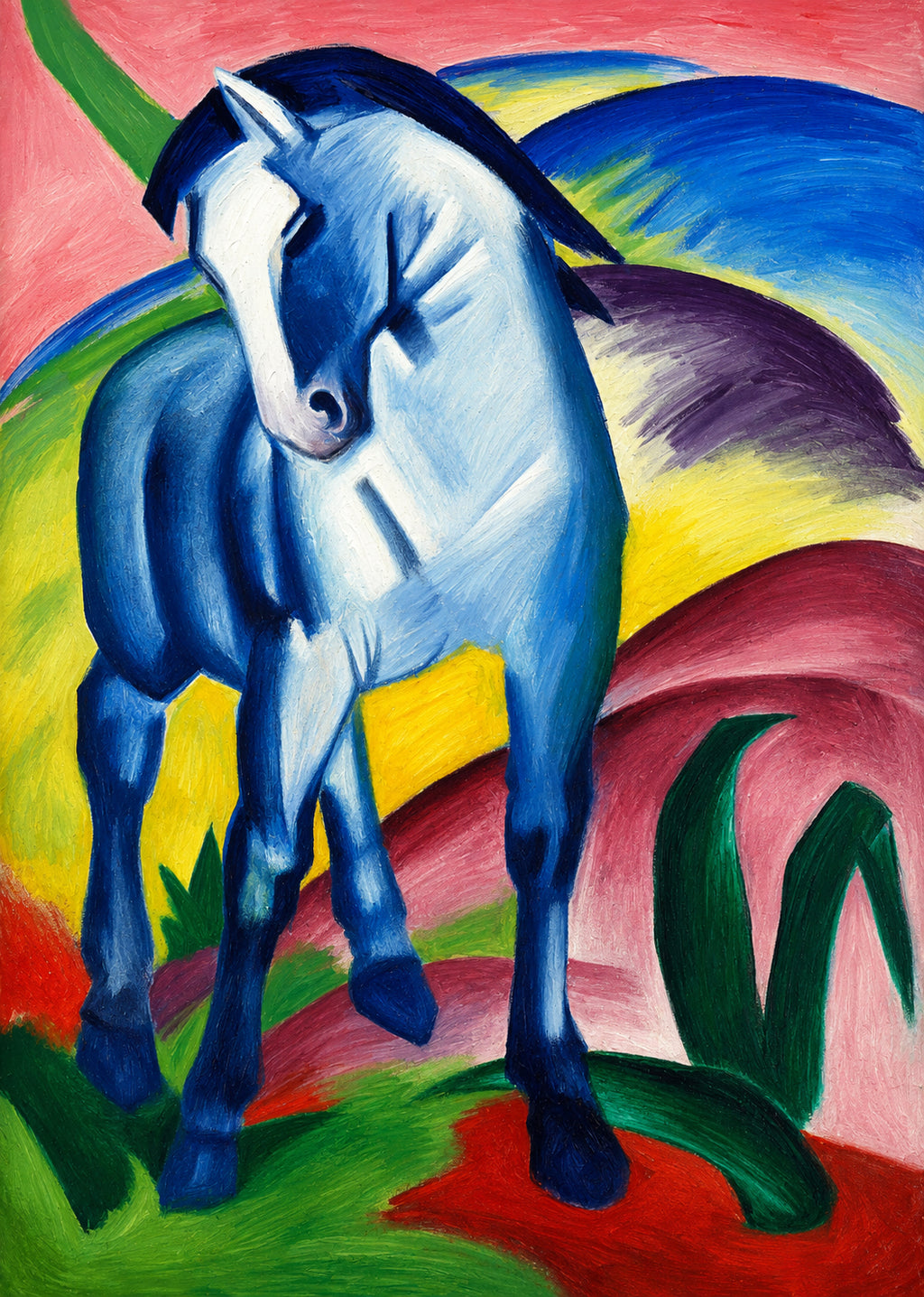 Franz Marc – Blaues Pferd, expressionistischer Kunstdruck auf Leinwand