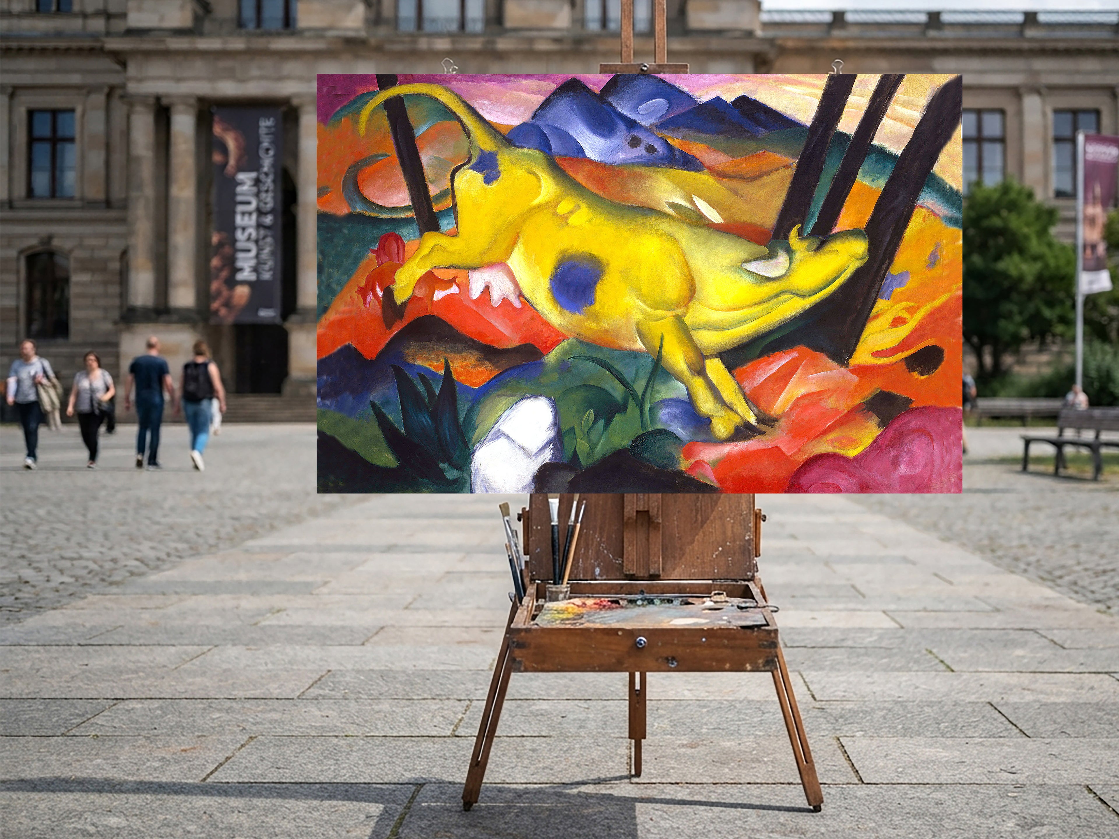 Wandbild Franz Marc Die gelbe Kuh Nr. 5 Kunstdruck auf Leinwand