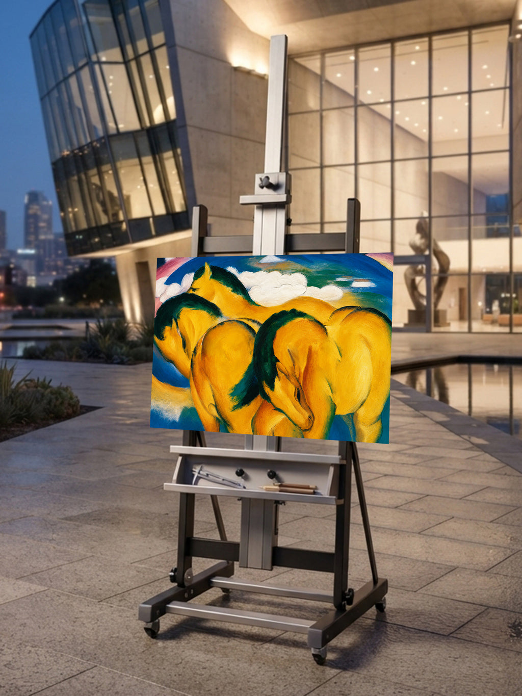 Wandbild Franz Marc Die kleinen gelben Pferde Kunstdruck auf Leinwand