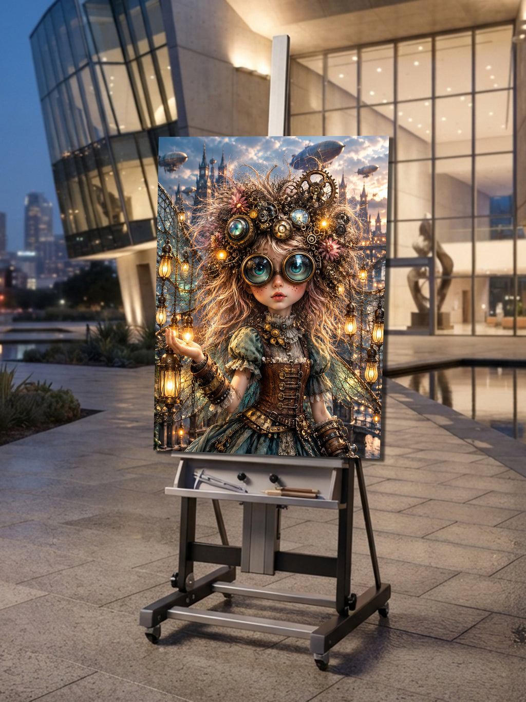 Steampunk Laternenfee – Magisches Wandbild fürs Kinderzimmer