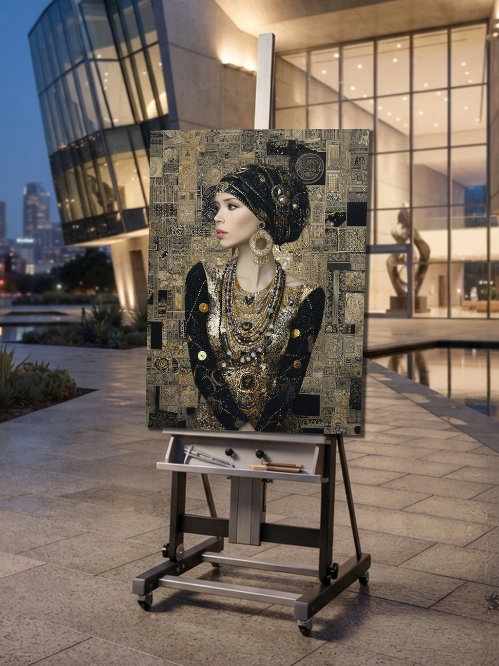 Wandbild Klimt Stil Goldene Frau 11 Kunstdruck auf Leinwand