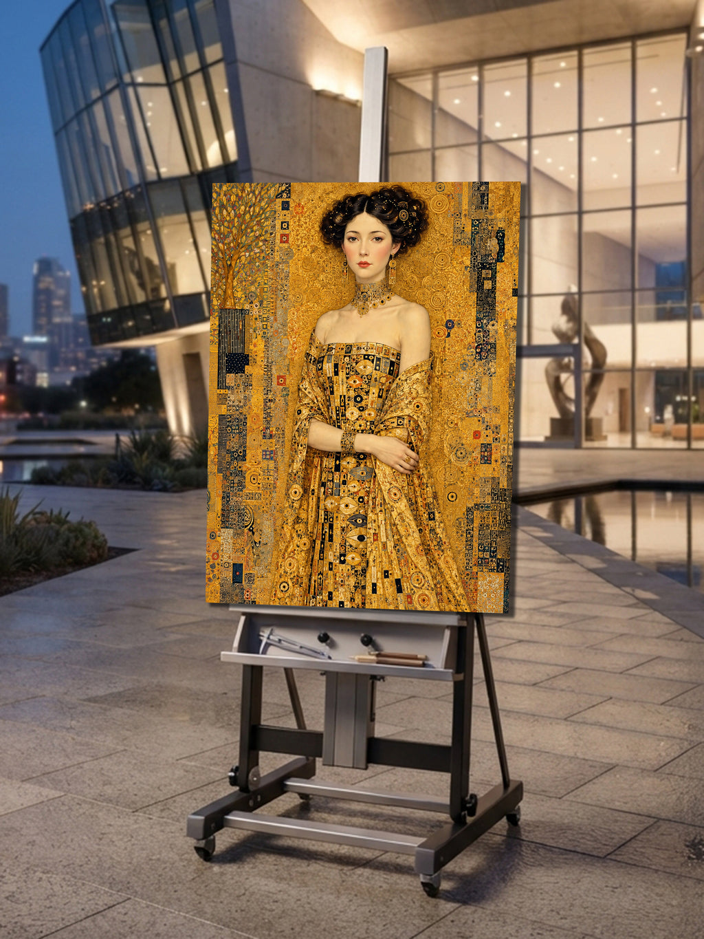 Wandbild Klimt Stil Goldene Frau 1 Kunstdruck auf Leinwand