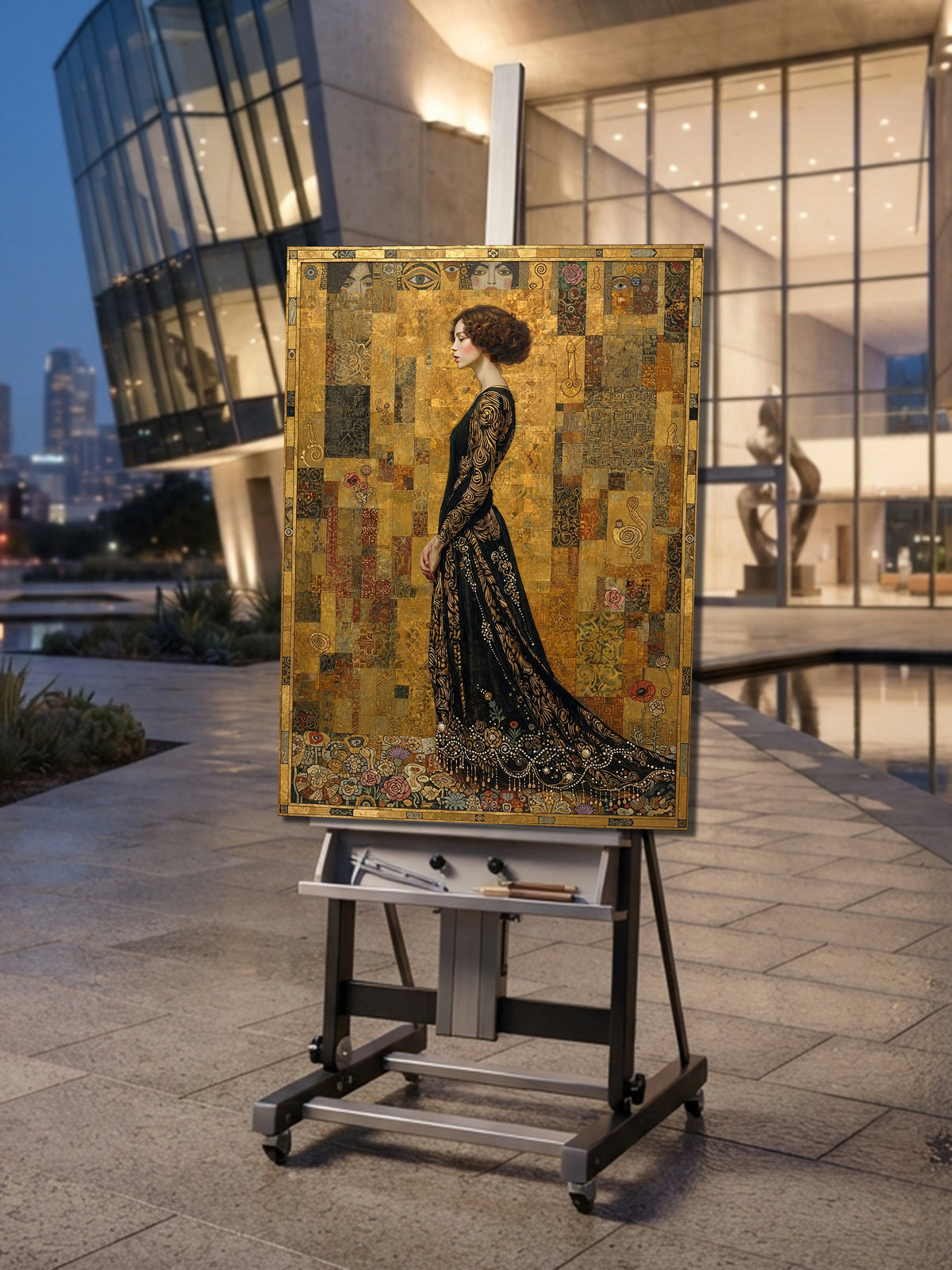 Wandbild Klimt Stil Goldene Frau 5 Kunstdruck auf Leinwand