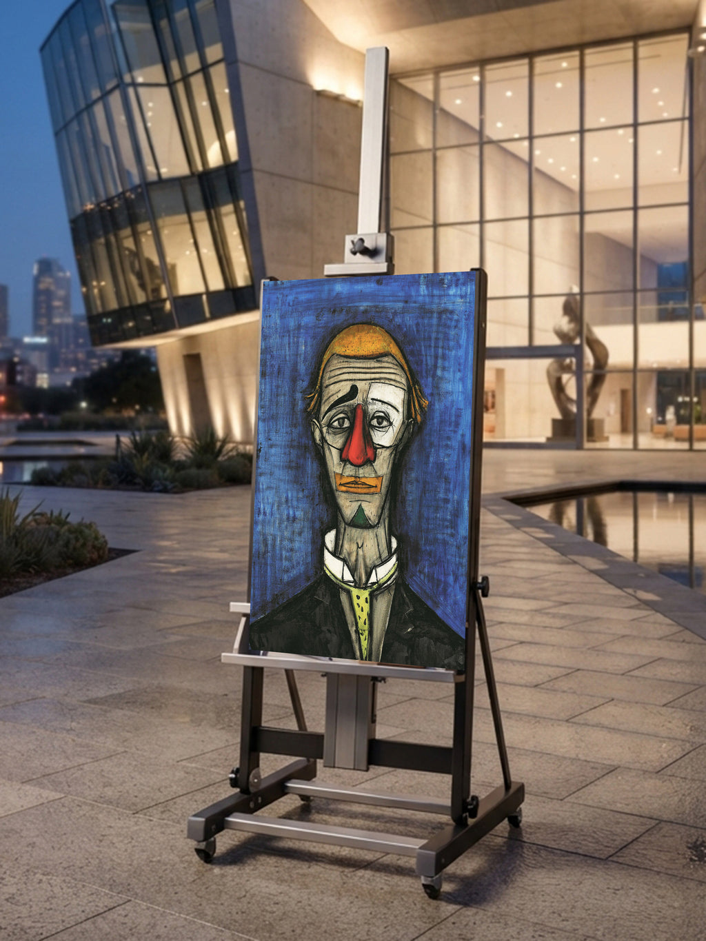 Wandbild Bernard Buffet Clown triste Kunstdruck auf Leinwand