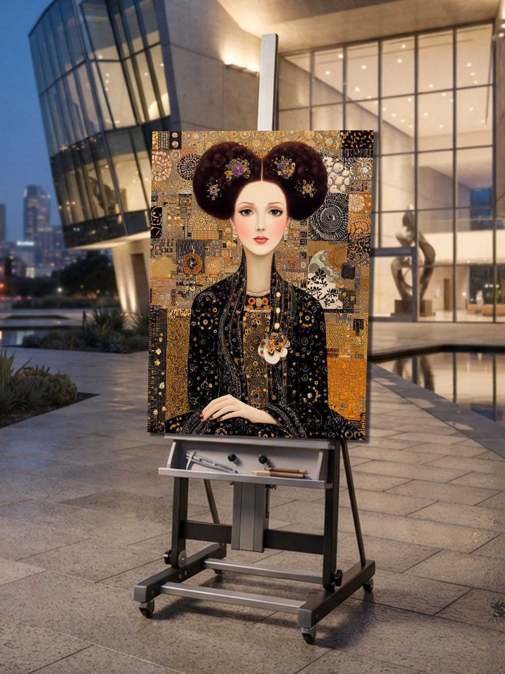 Wandbild Klimt Stil Goldene Frau 8 Kunstdruck auf Leinwand
