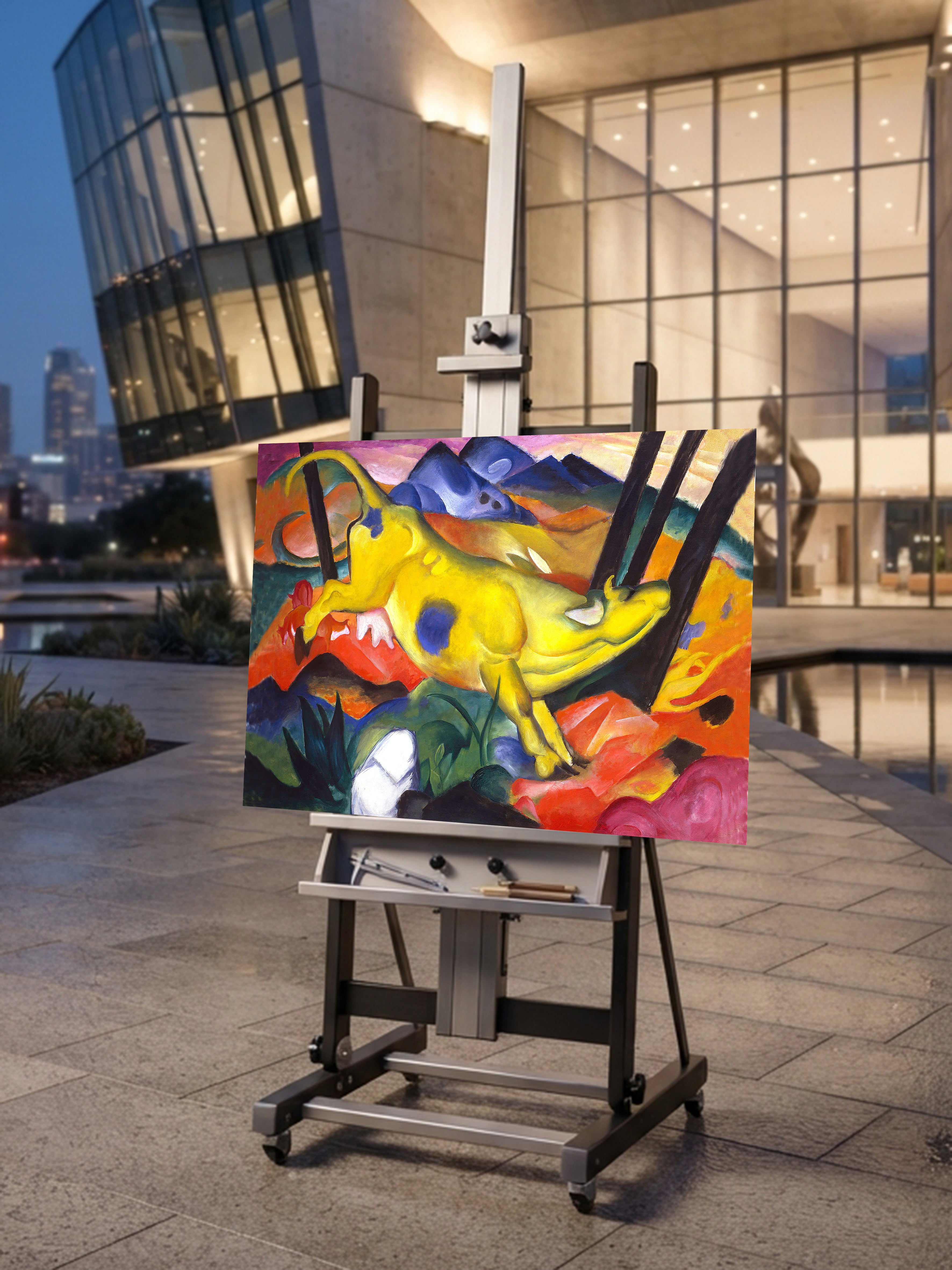 Wandbild Franz Marc Die gelbe Kuh Nr. 5 Kunstdruck auf Leinwand