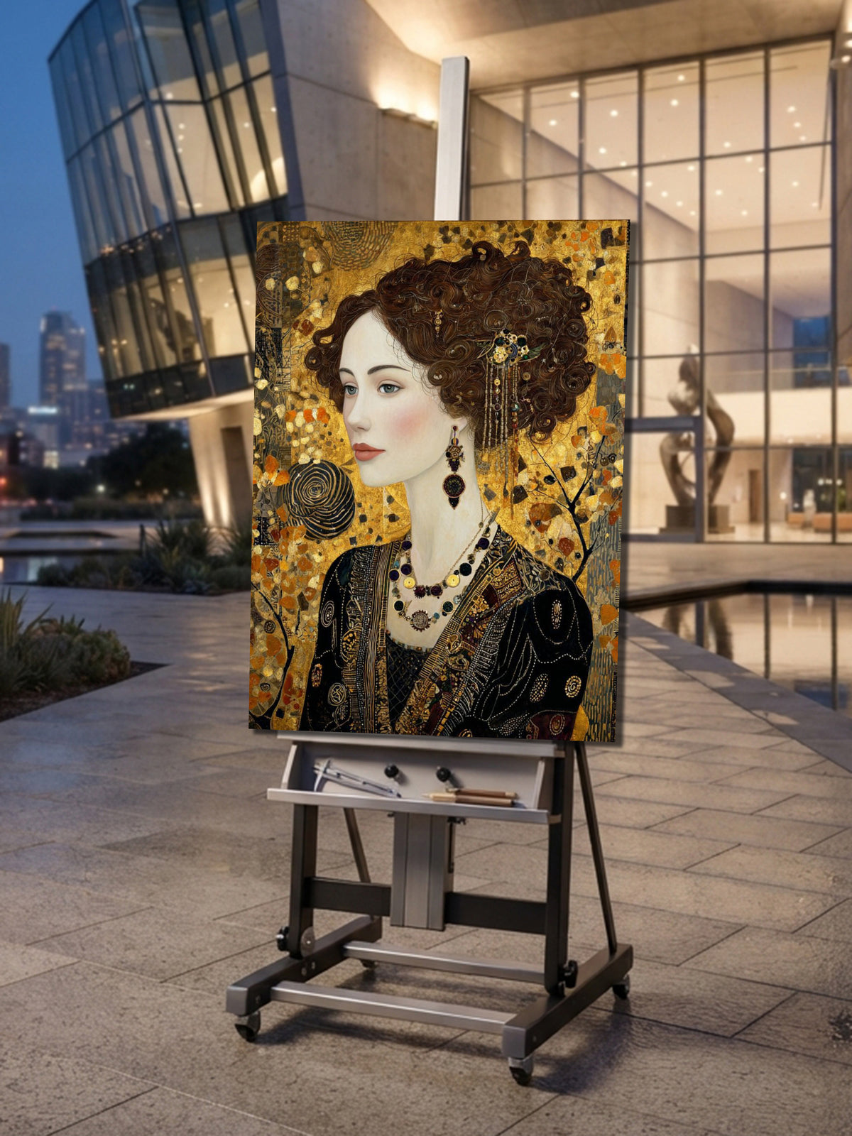 Wandbild Klimt Stil Goldene Frau 10 Kunstdruck auf Leinwand