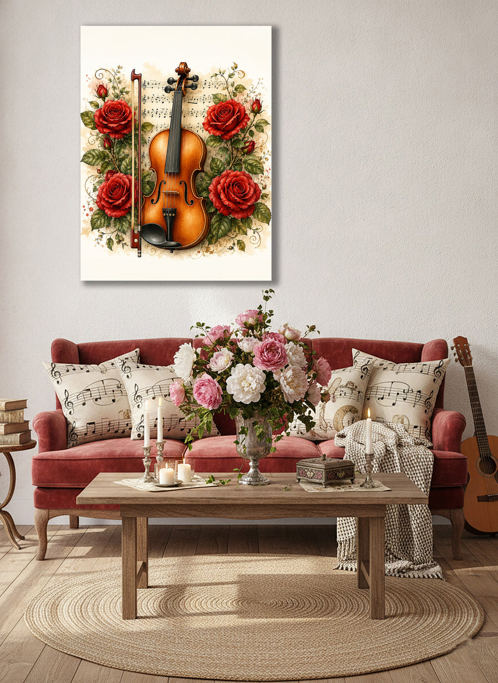 Wandbild Romantische Violine 6 Kunstdruck auf Leinwand