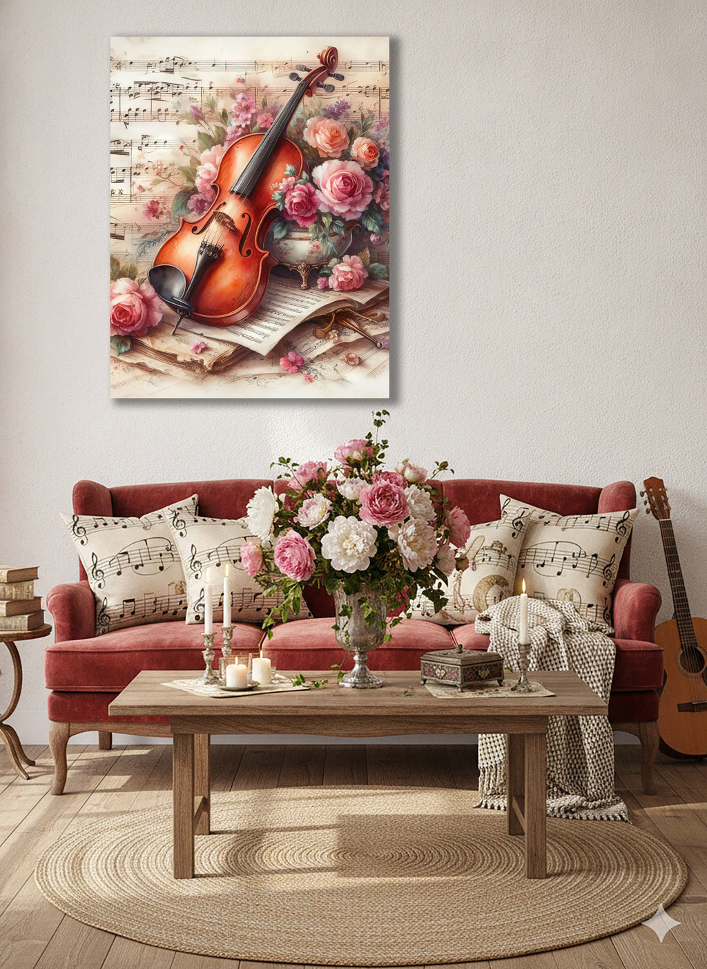 Wandbild Romantische Violine 1 Kunstdruck auf Leinwand