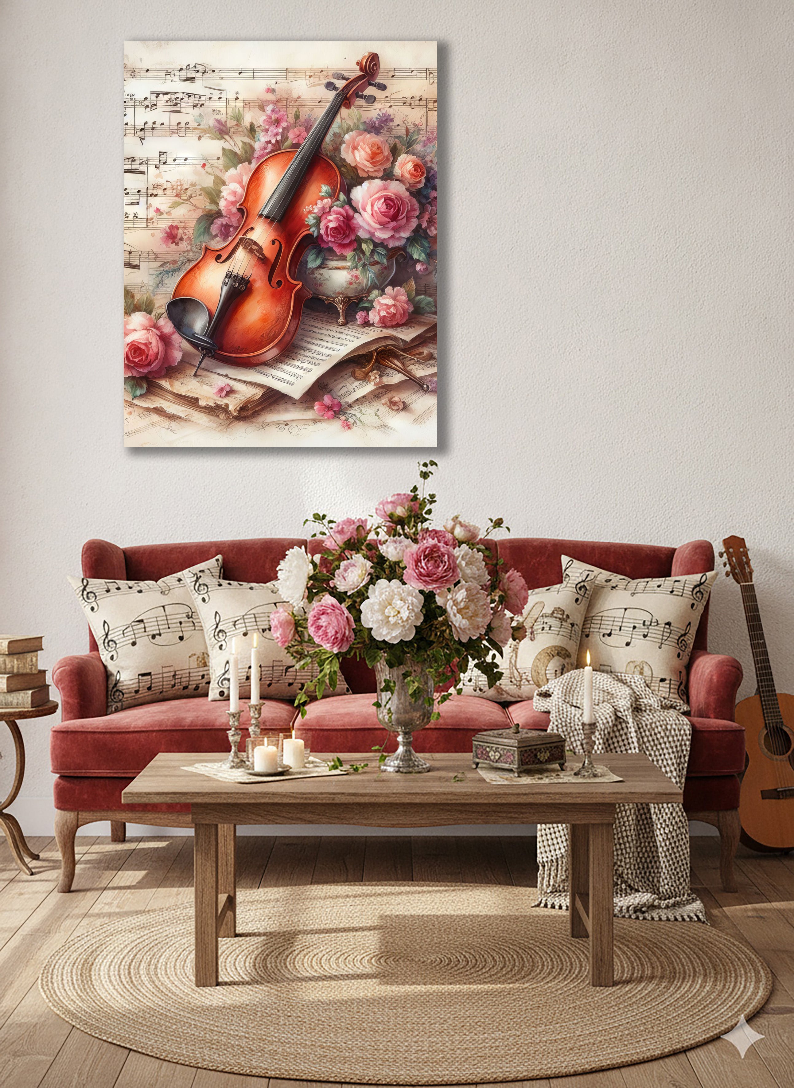 Wandbild Romantische Violine 1 Kunstdruck auf Leinwand