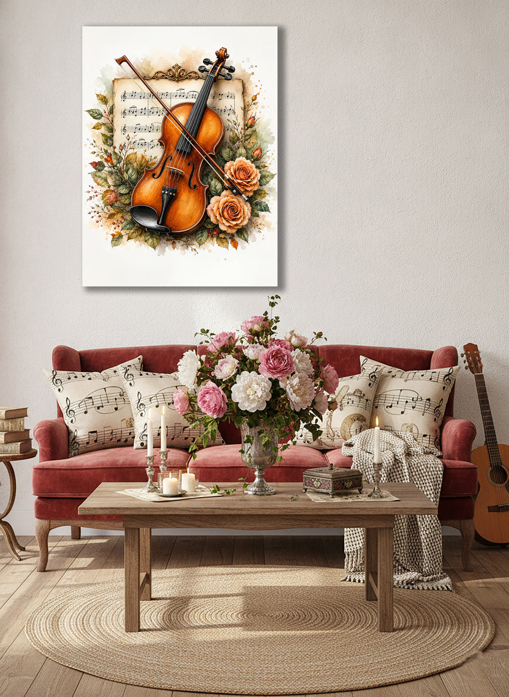 Wandbild Romantische Violine 3 Kunstdruck auf Leinwand