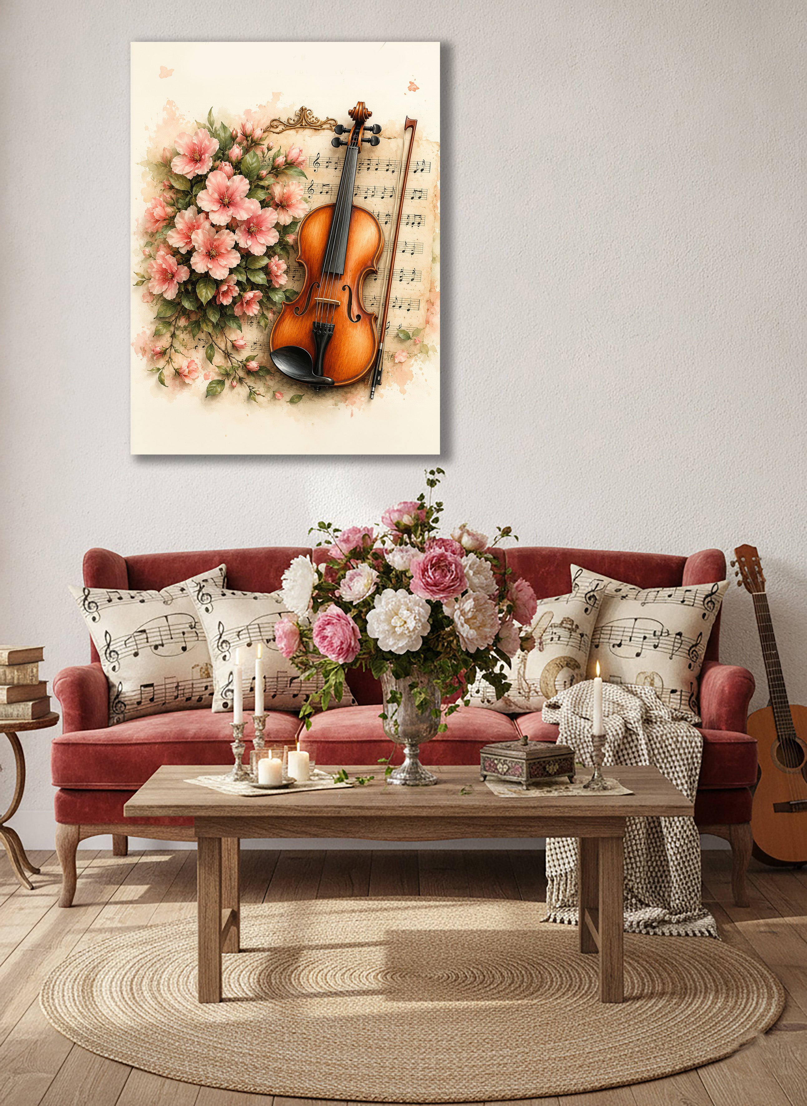 Wandbild Romantische Violine 4 Kunstdruck auf Leinwand