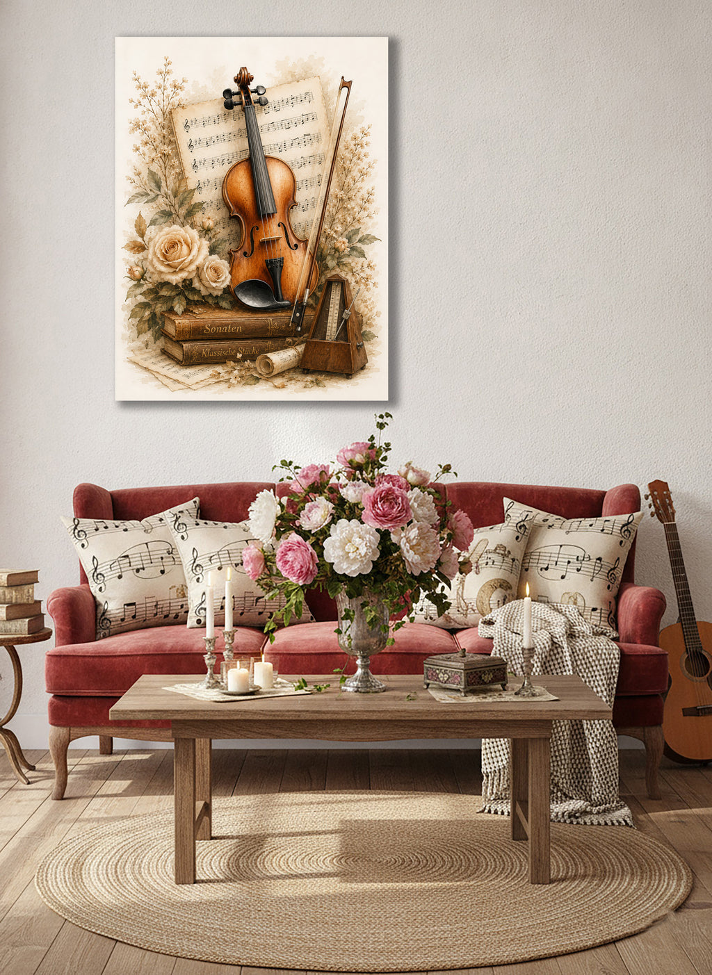 Wandbild Romantische Violine 13 Kunstdruck auf Leinwand