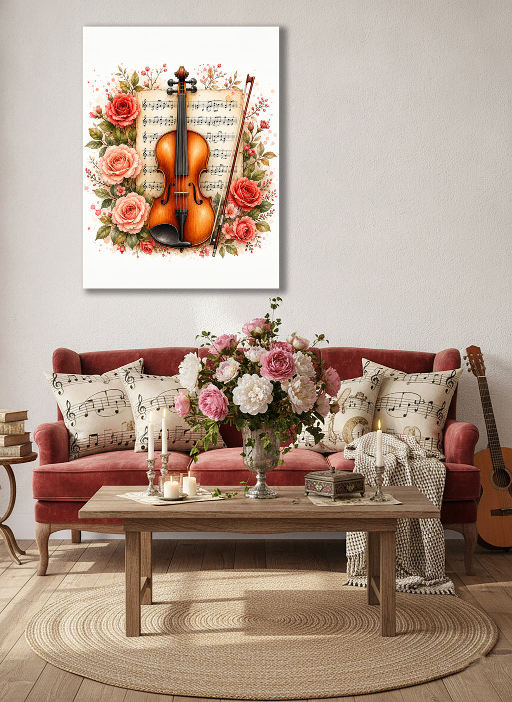 Wandbild Romantische Violine 10 Kunstdruck auf Leinwand