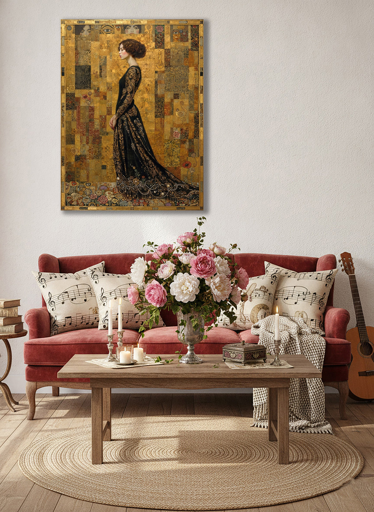 Wandbild Klimt Stil Goldene Frau 5 Kunstdruck auf Leinwand