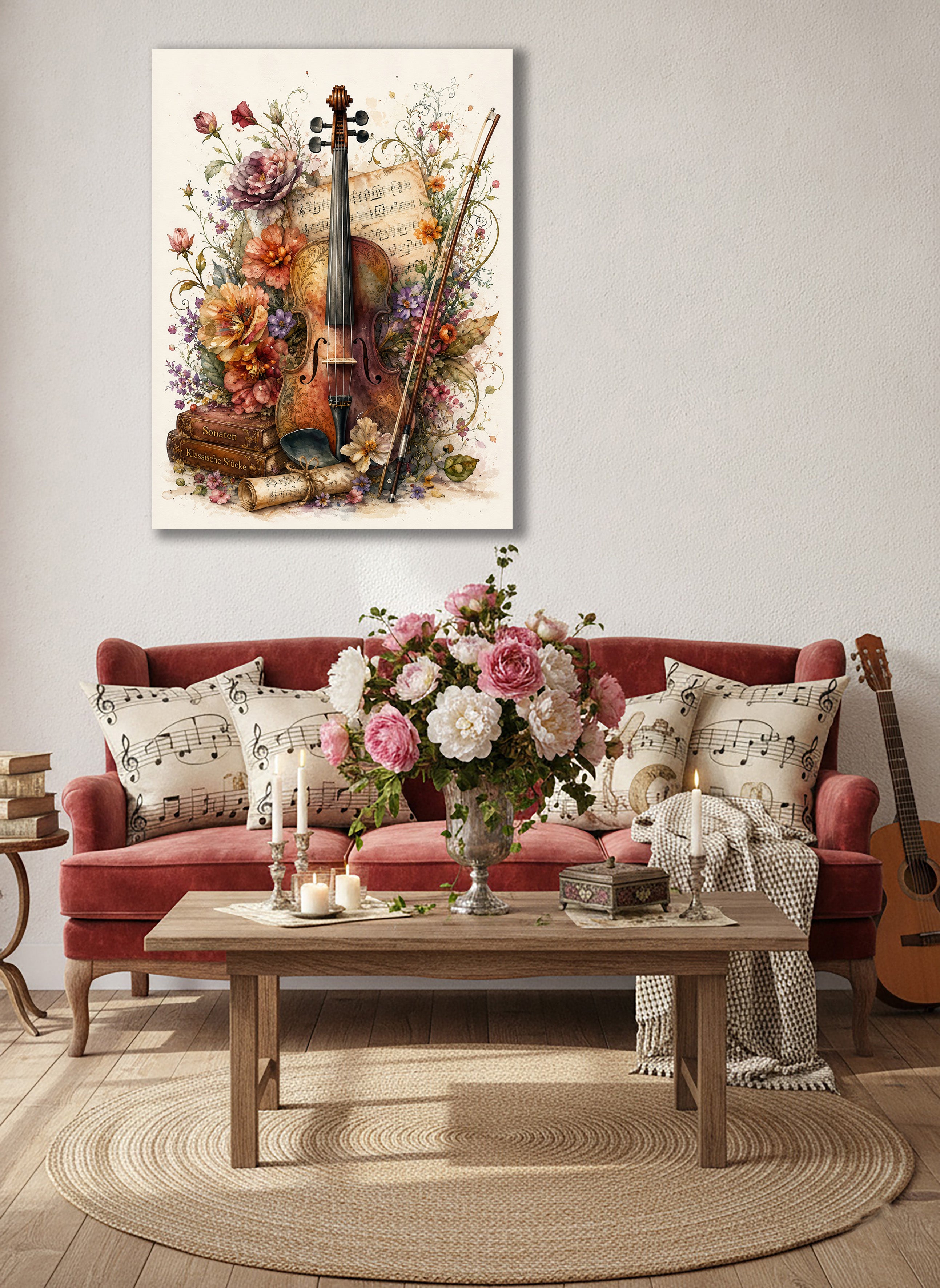 Wandbild Romantische Violine 15 Kunstdruck auf Leinwand