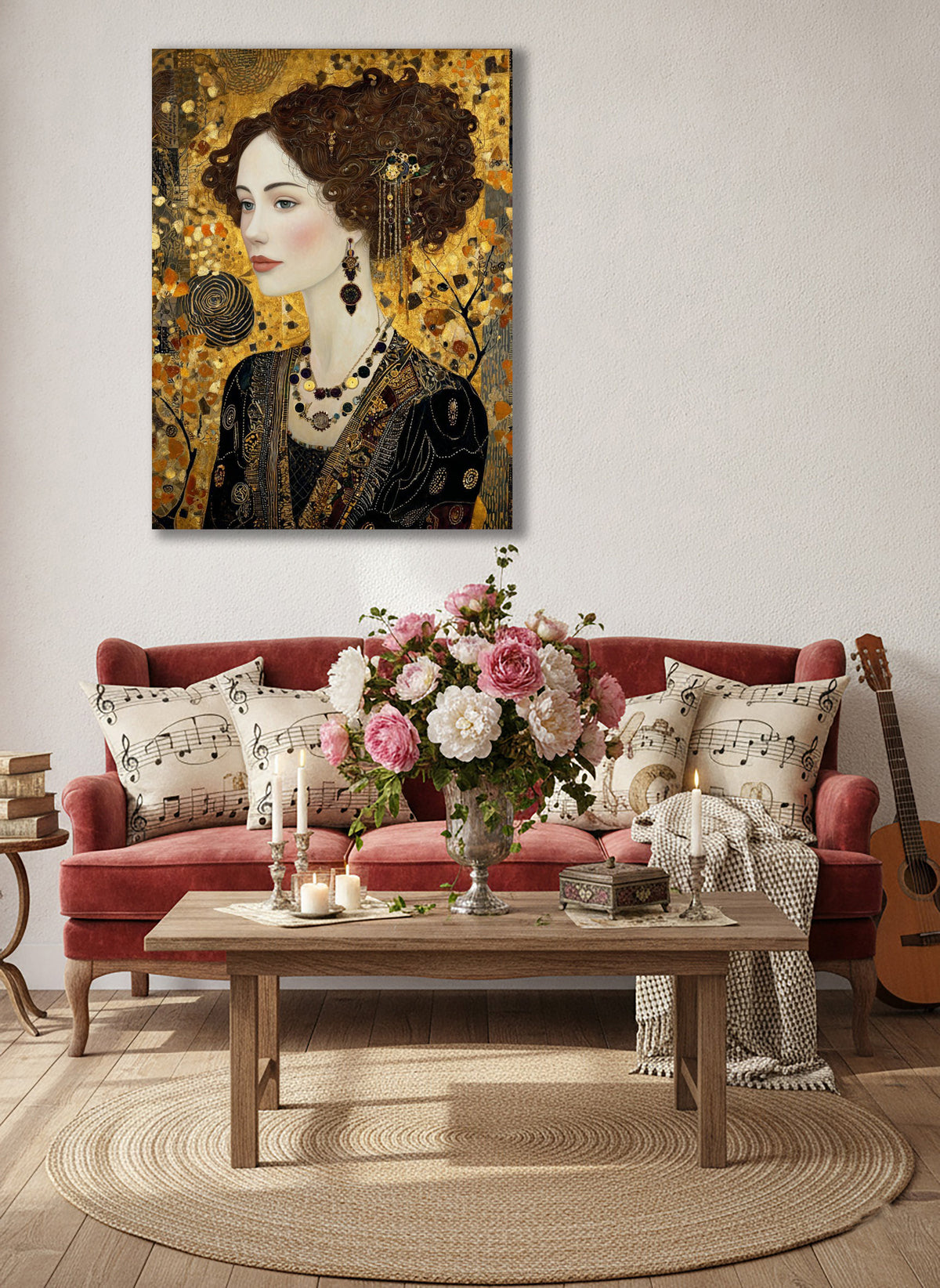 Wandbild Klimt Stil Goldene Frau 10 Kunstdruck auf Leinwand