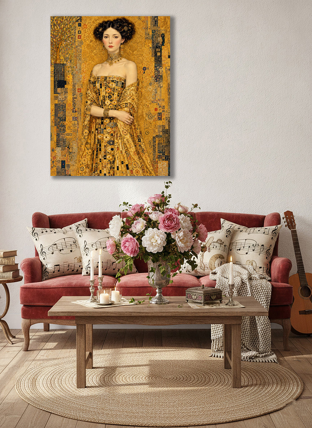 Wandbild Klimt Stil Goldene Frau 1 Kunstdruck auf Leinwand