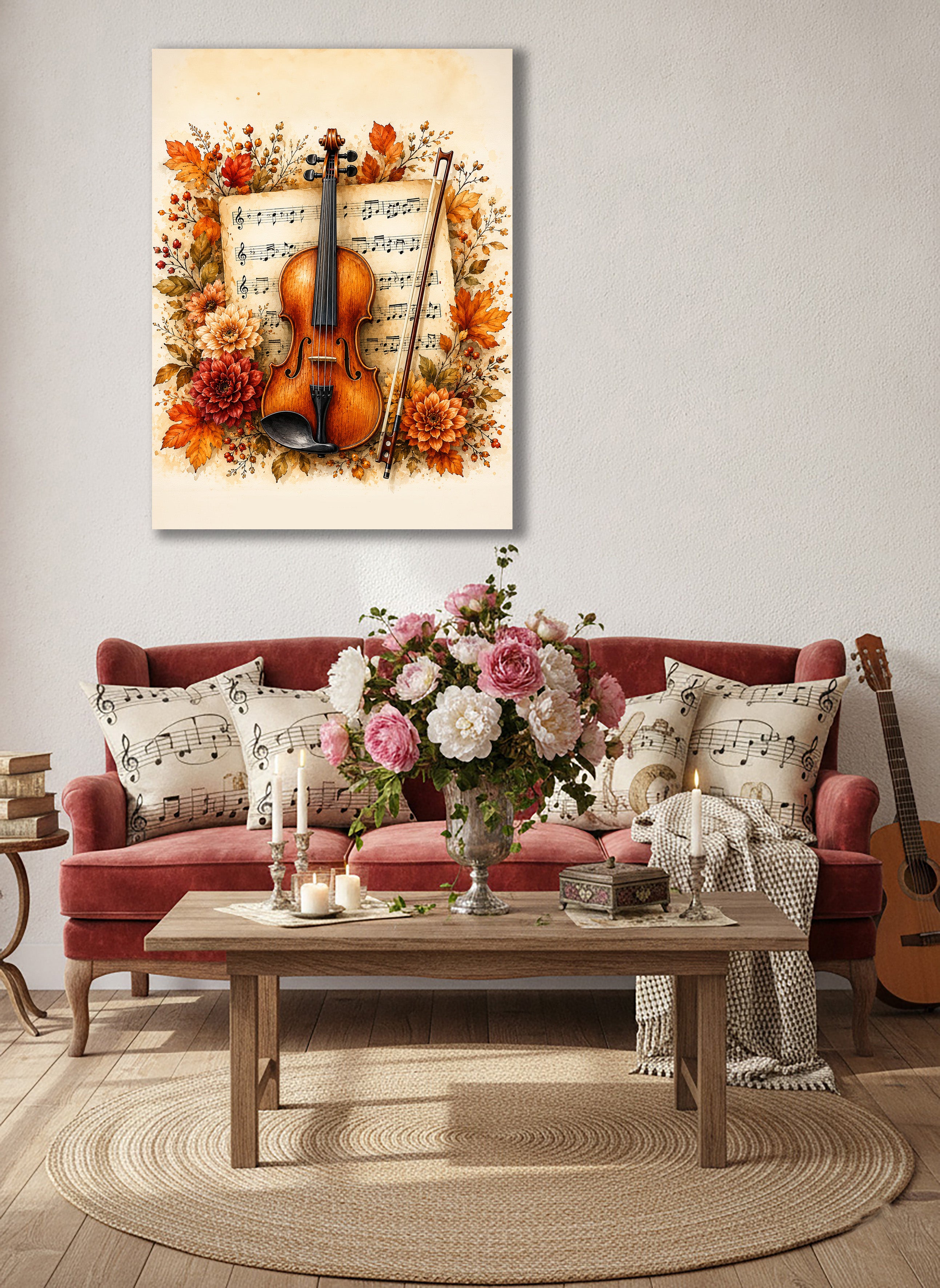 Wandbild Romantische Violine 7 Kunstdruck auf Leinwand