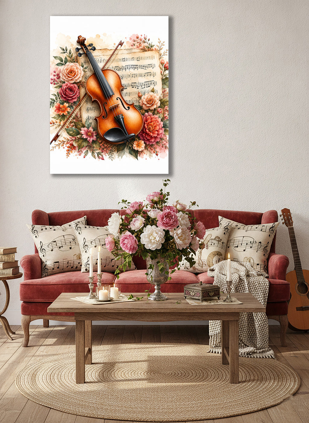 Wandbild Romantische Violine 5 Kunstdruck auf Leinwand