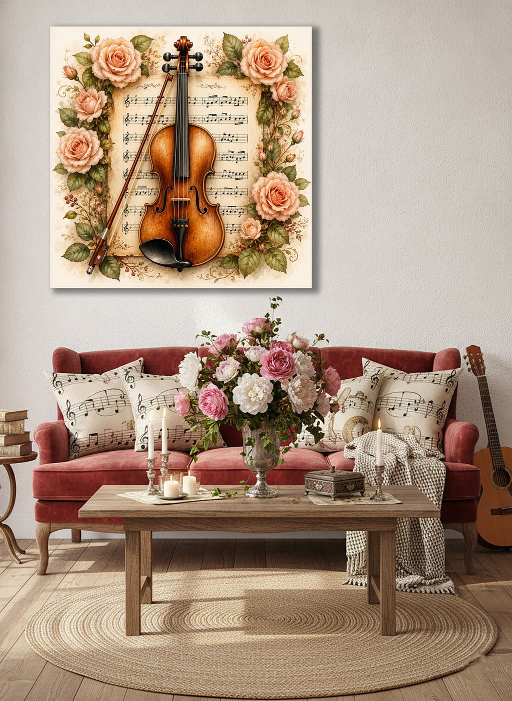 Wandbild Romantische Violine 9 Kunstdruck auf Leinwand