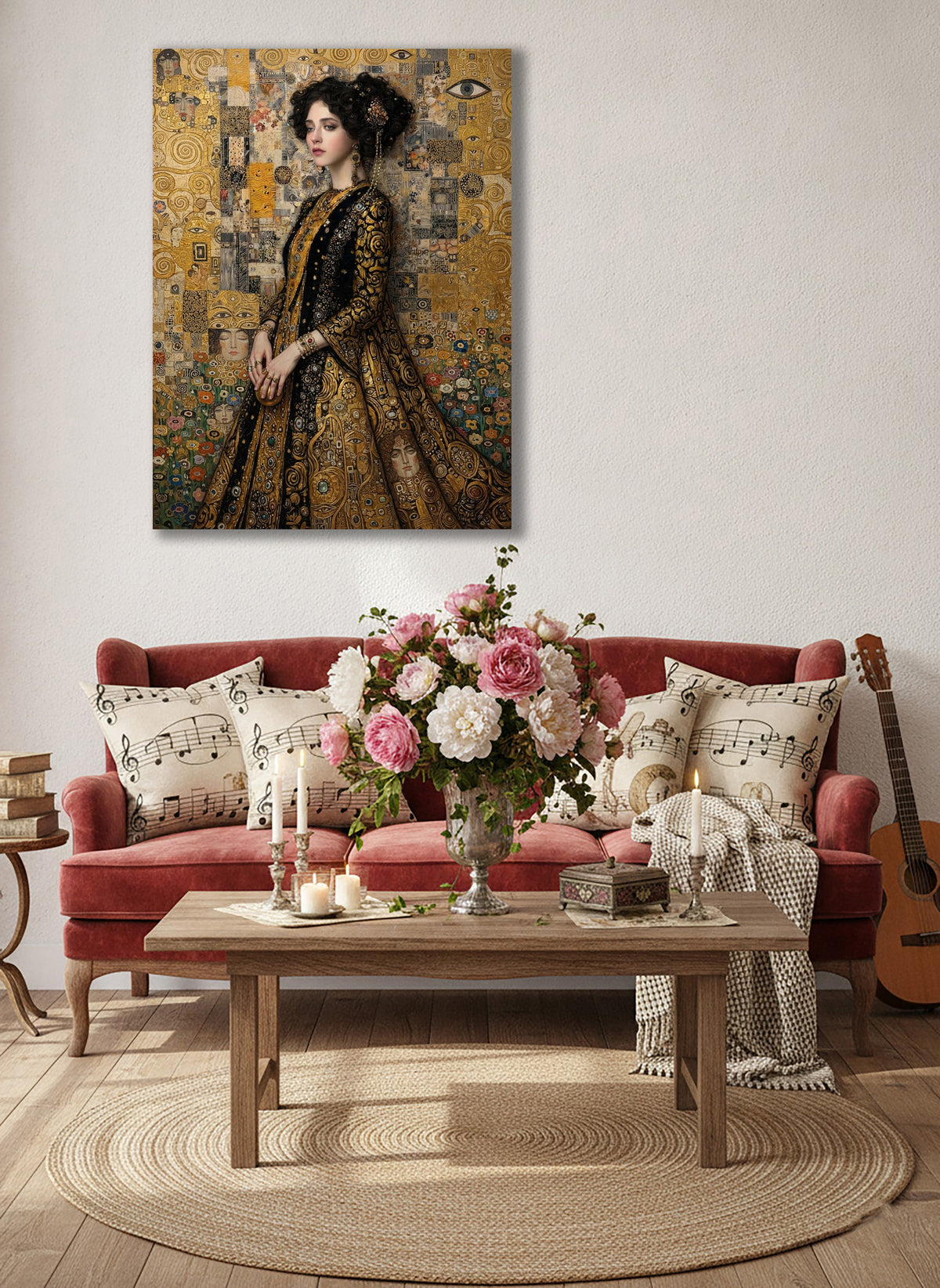 Wandbild Klimt Stil Goldene Frau 6 Kunstdruck auf Leinwand