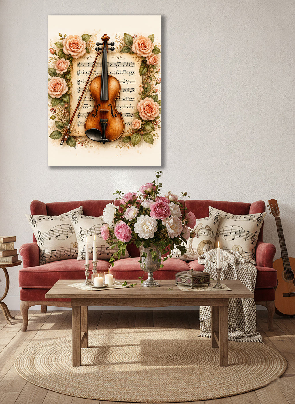 Wandbild Romantische Violine 8 Kunstdruck auf Leinwand