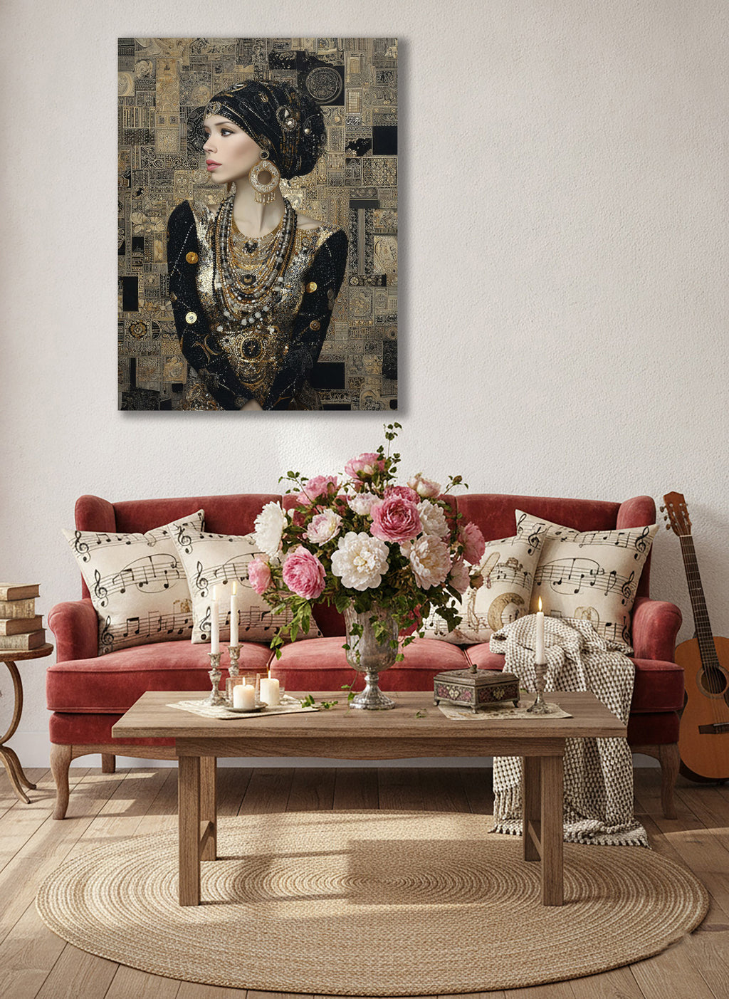 Wandbild Klimt Stil Goldene Frau 11 Kunstdruck auf Leinwand