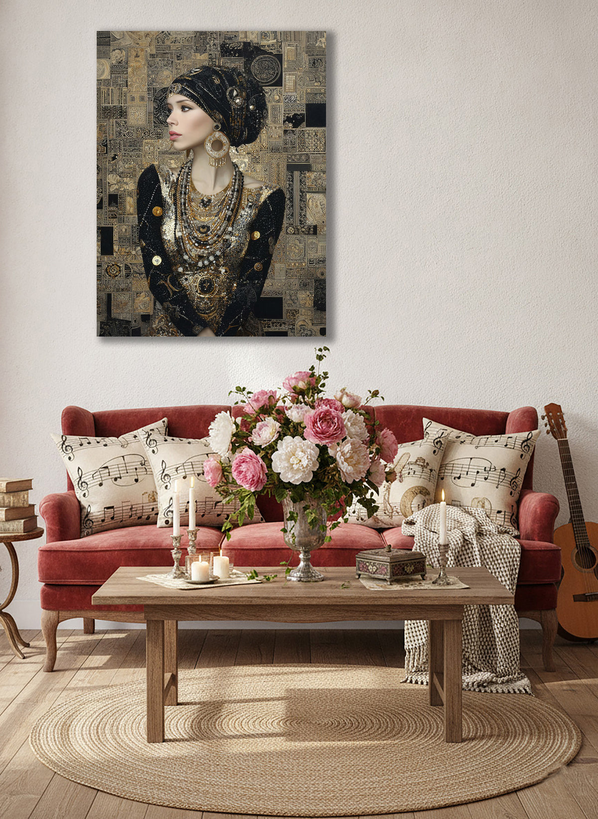 Wandbild Klimt Stil Goldene Frau 11 Kunstdruck auf Leinwand