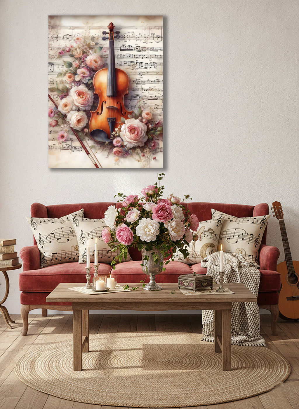 Wandbild Romantische Violine 14 Kunstdruck auf Leinwand