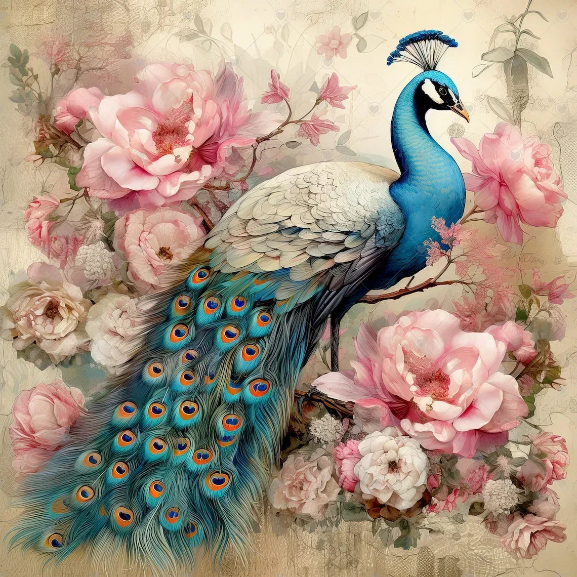 Wandbild Pfau Kunstdruck auf Leinwand direkt zum Aufhängen | Wandbild Galerie