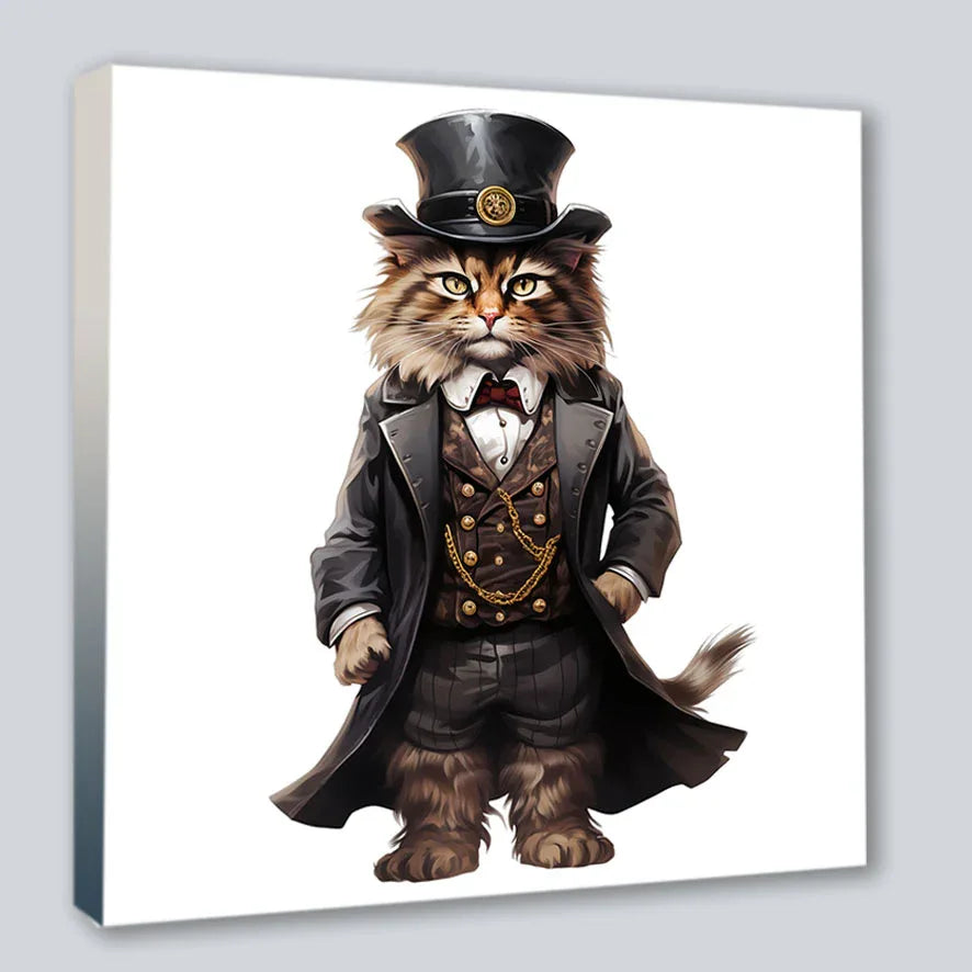 Wandbild Kater 8 im Stil Steampunk Kunstdruck auf Leinwand | Wandbild Galerie