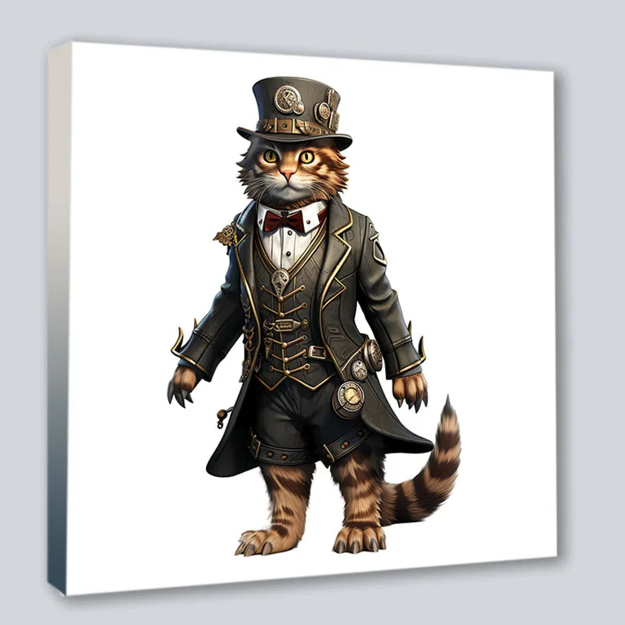 Wandbild Katzen 10 Steampunk Kunstdruck auf Leinwand direkt zum Aufhängen | Wandbild Galerie