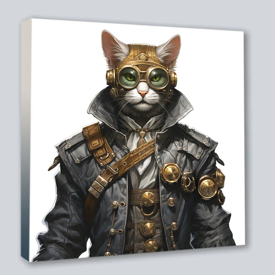 Wandbild Kater 4 im Stil Steampunk Kunstdruck auf Leinwand | Wandbild Galerie