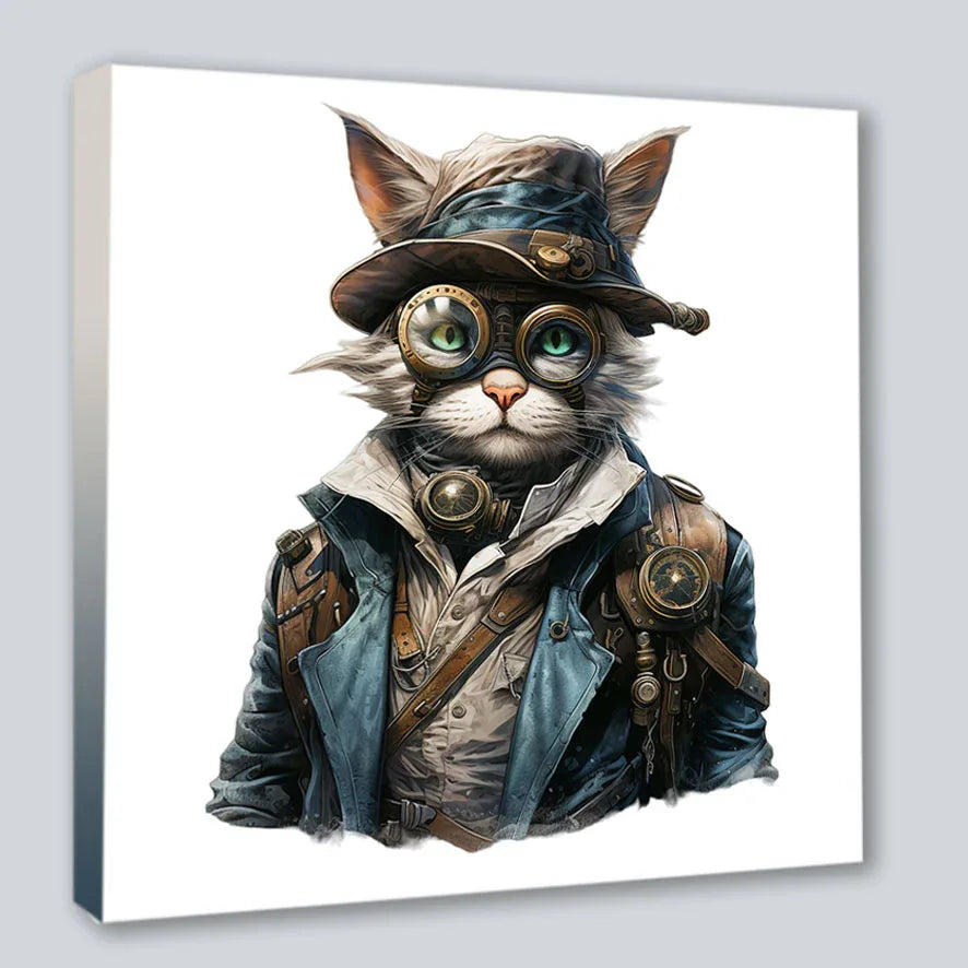 Wandbild Kater 6 im Stil Steampunk Kunstdruck auf Leinwand | Wandbild Galerie